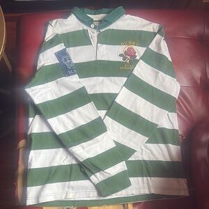 VTG Green and White Striped Rugby Shirt Excellent used condition